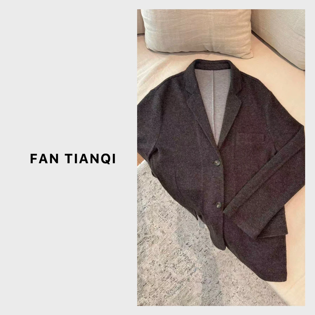 范天奇/FAN TIANQI【混色纱】羊毛毛织混纺修身西装外套FZOT58098