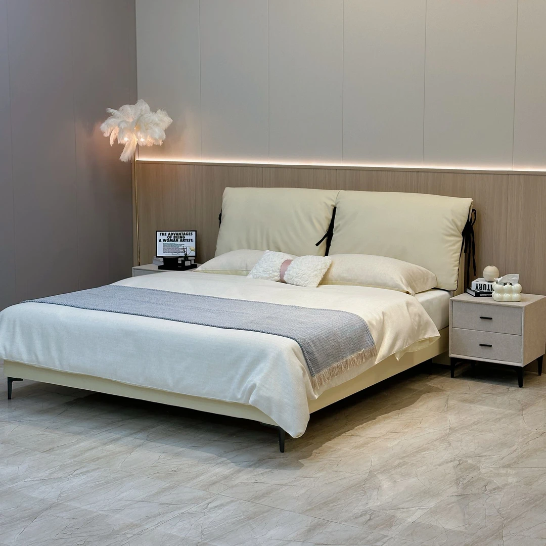 莱伯蕾全拆式环保纳帕真皮床意式简约主卧大床婚床主卧室双人床