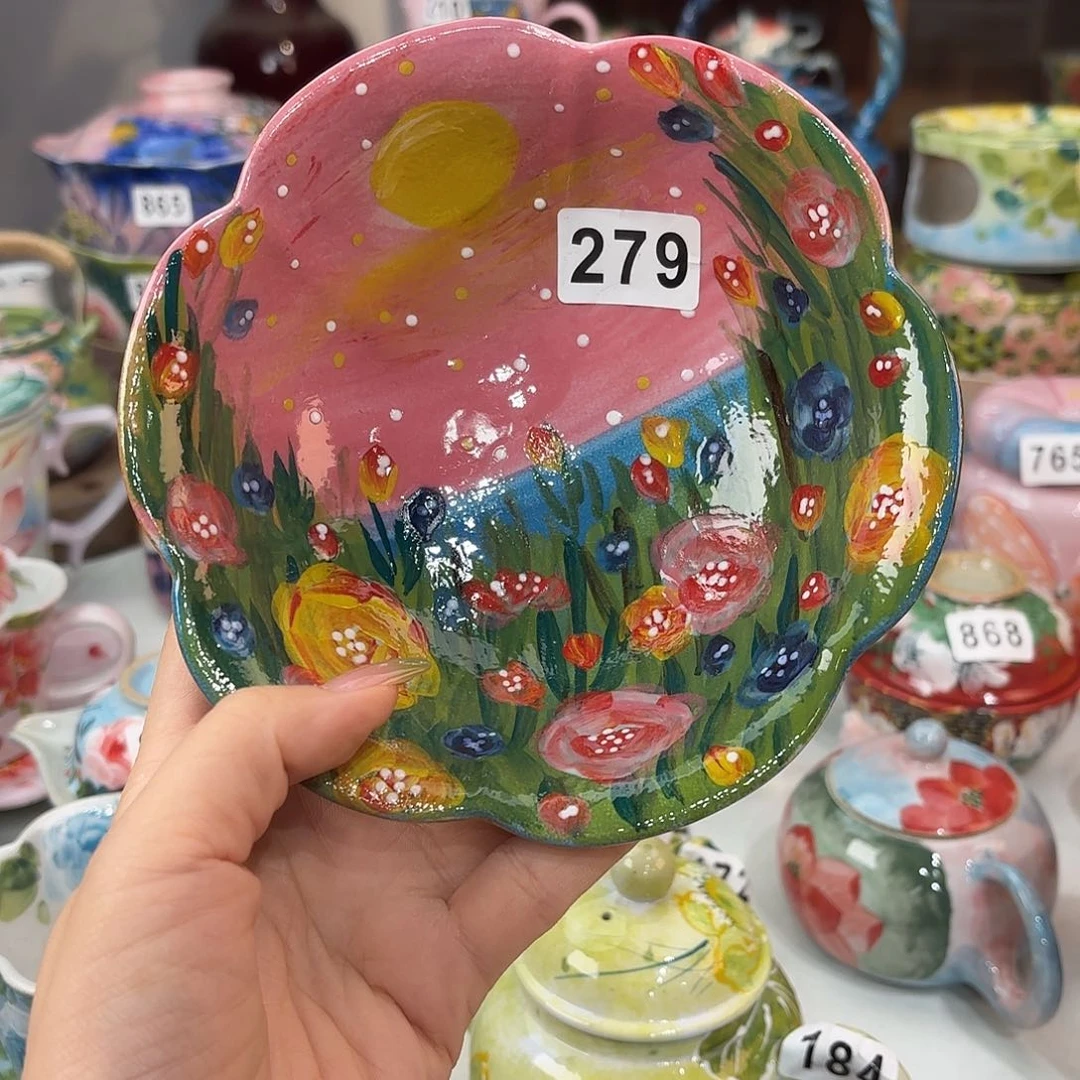 瓷片景德镇手绘高温釉下彩陶瓷茶具