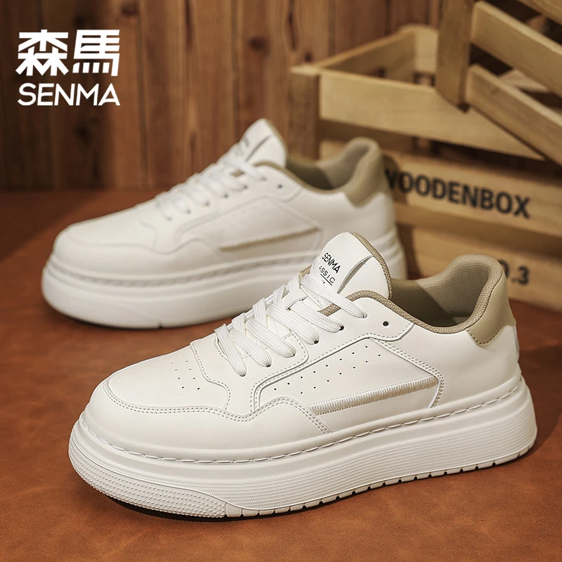 SENMA/森马男鞋夏季潮流百搭休闲板鞋男士轻便运动厚底增高小白鞋