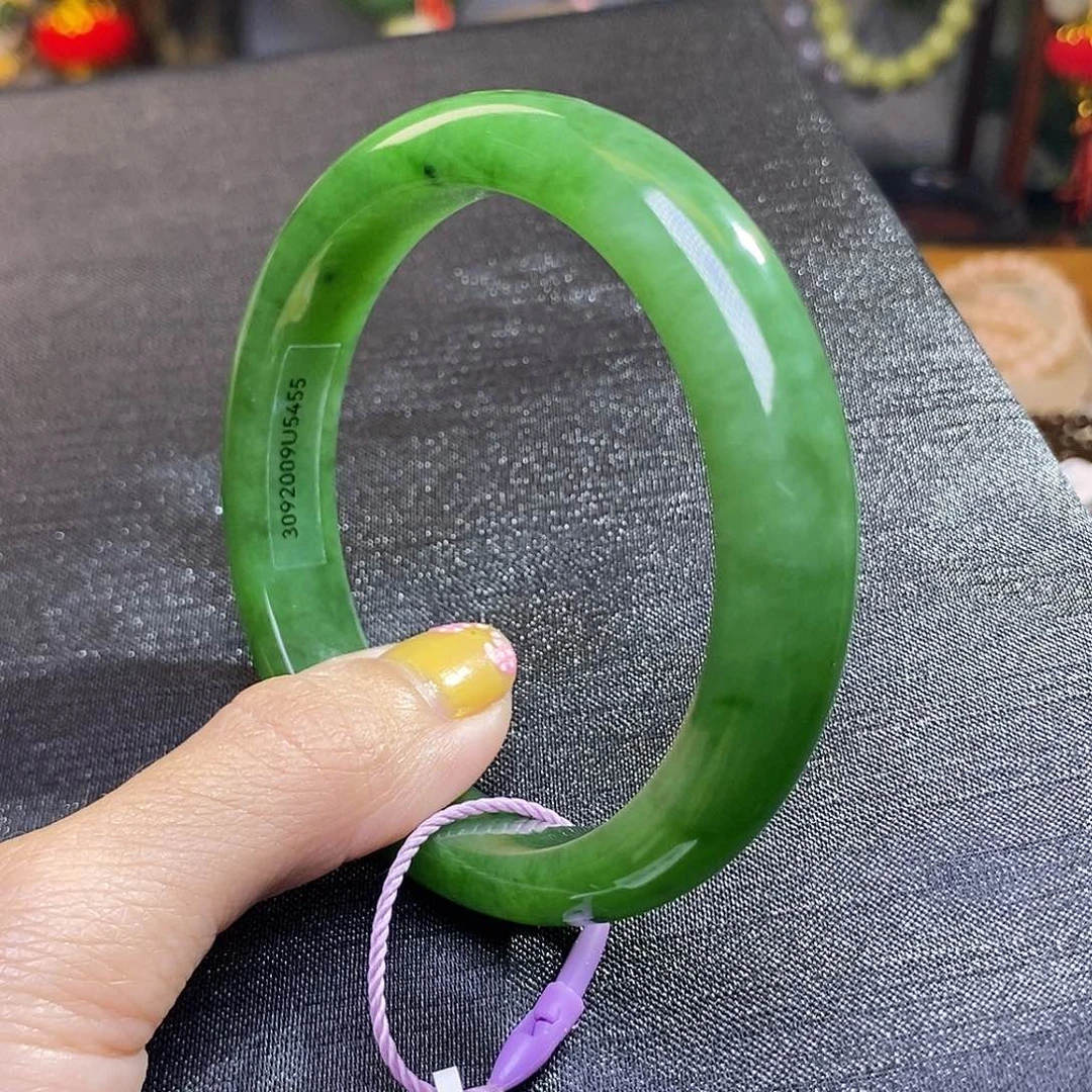 和田玉俄七碧玉老料毕业级手镯55.3圈口未镶嵌果****～