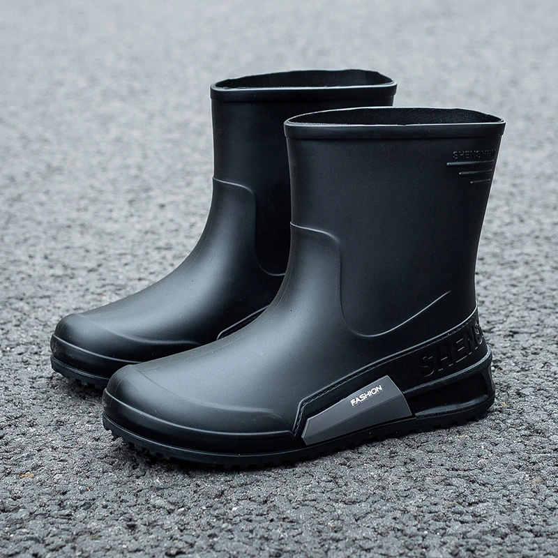 轻便防滑雨鞋男外卖骑手套鞋雨靴劳保工作水靴厚底胶鞋耐磨防水鞋