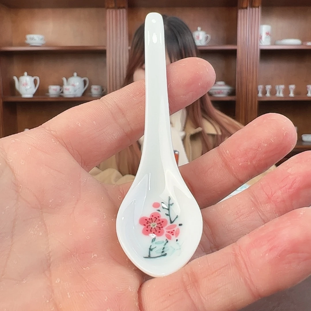 瓷翠竹红梅辣椒勺福利款