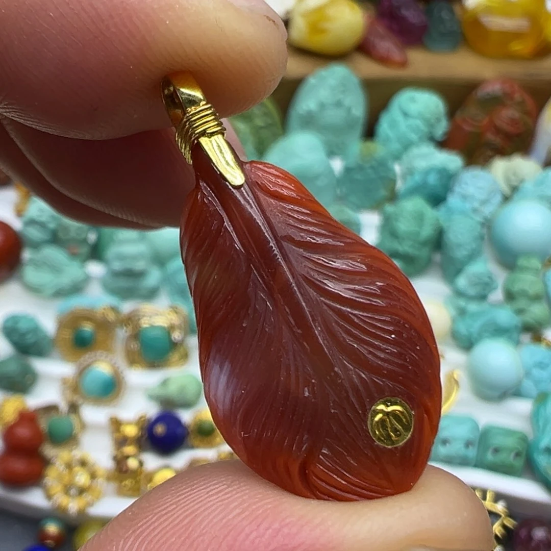 南红玛瑙颈饰18K金镶嵌