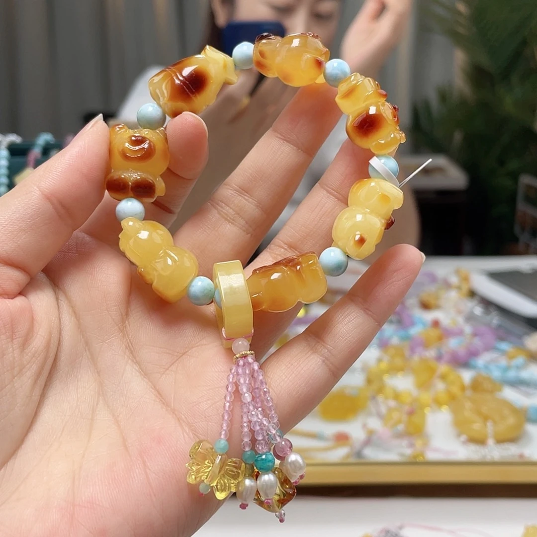 未镶嵌蜜蜡裸石蜜蜡手链