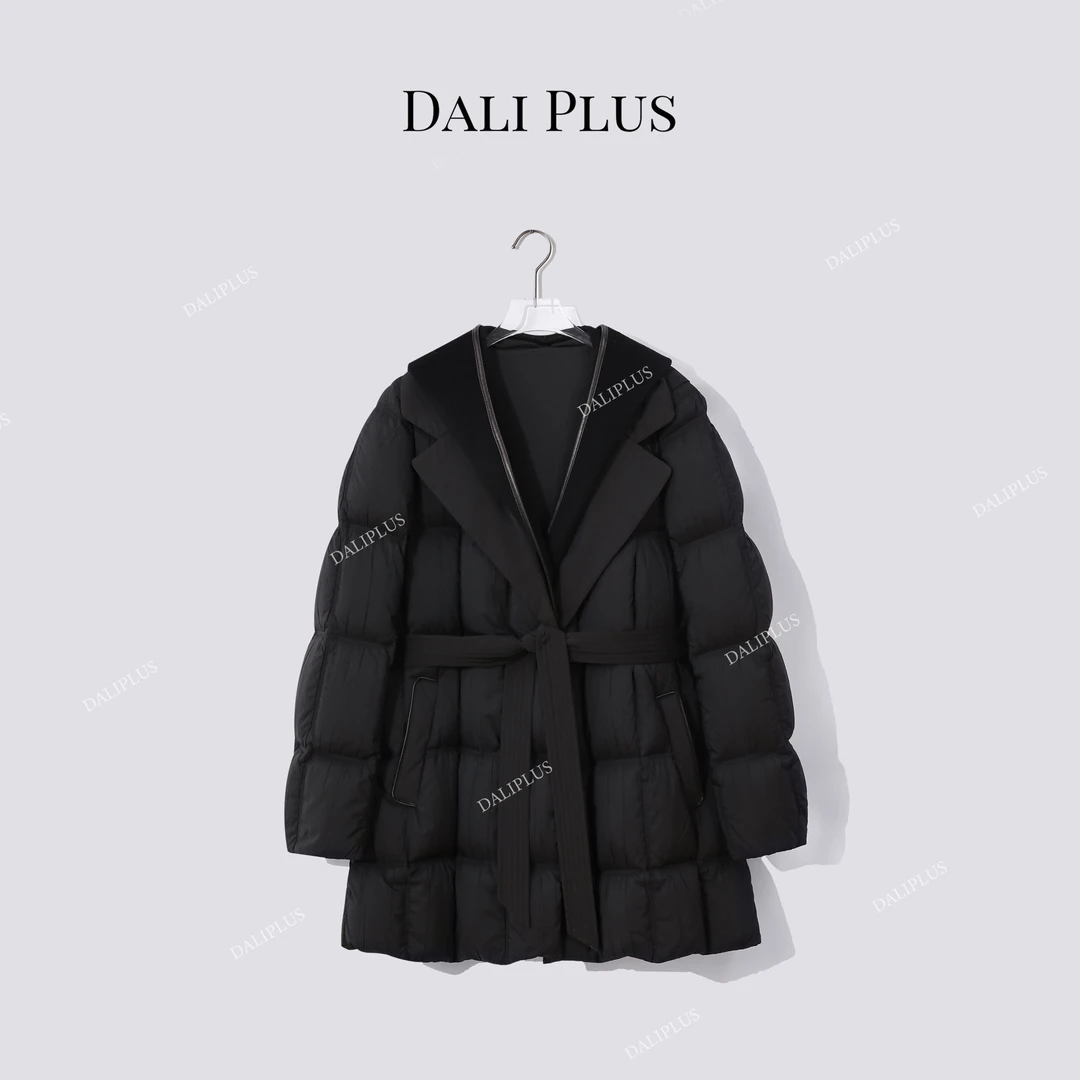 DALI PLUS“进口三-宅压皱91白鹅绒”可拆卸连帽呢羽绒服-D5CH4628
