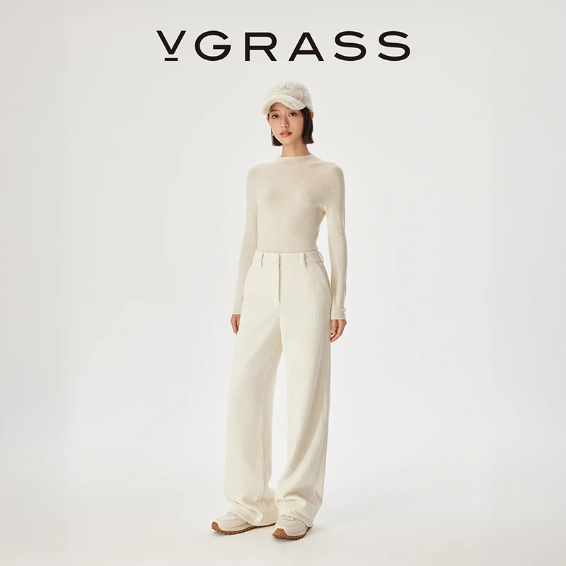 【达人专用】VGRASS雪尼尔空气灯芯绒休闲裤25冬新款柔软多色直筒裤