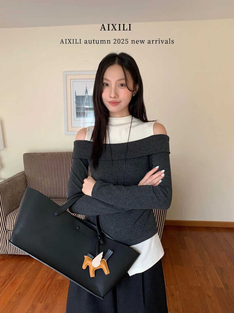 15556 爱西里～韩系假两件长袖上衣