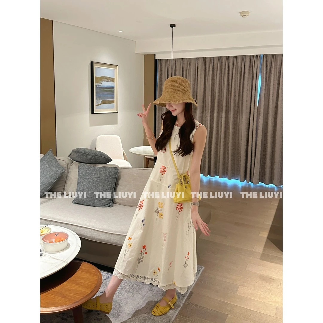 【现货】【LIUYI】海岛花园~夏季甜美无袖度假显瘦连衣裙54094