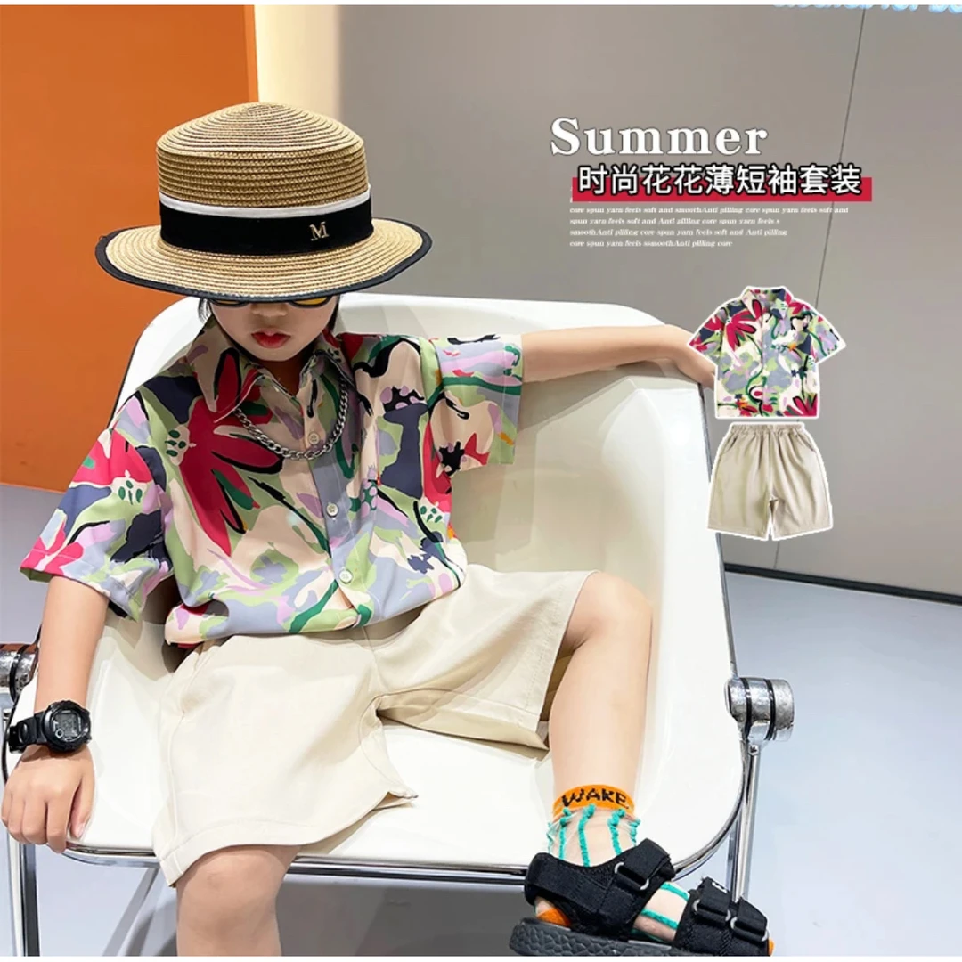 【306】儿童夏季男童衬衫国风套装