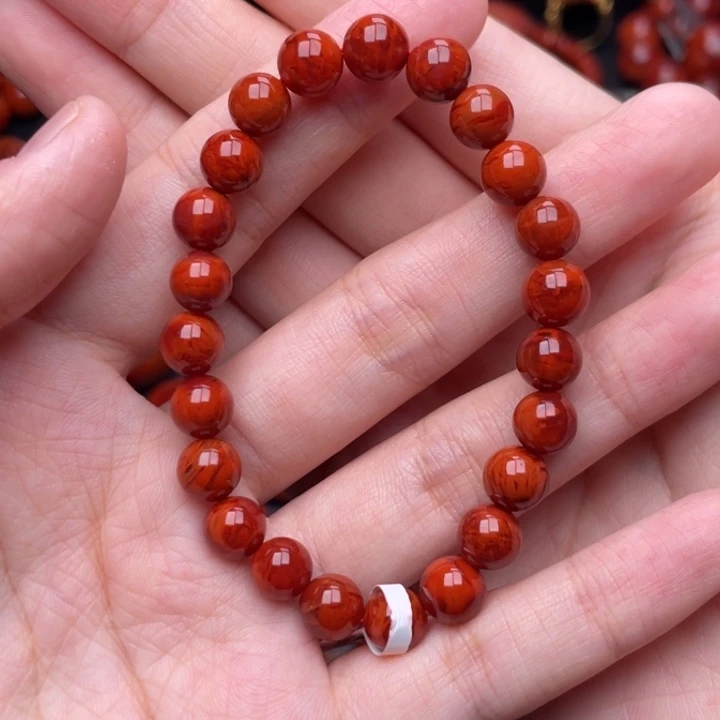 南红玛瑙未镶嵌珠宝奇石单圈8mm