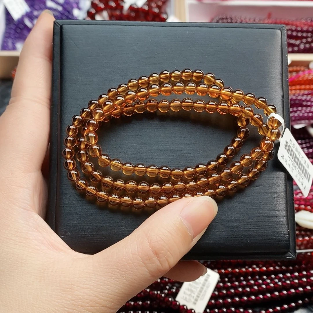 石榴石（芬达石）手链未镶嵌5mm稀有色柠檬黄