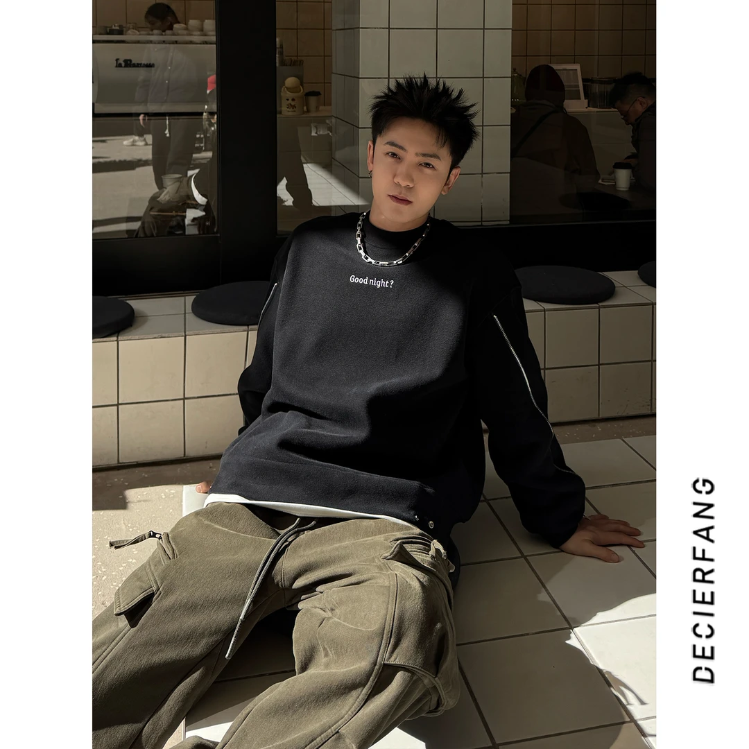 qcF006秋冬男士加绒保暖潮流时尚长袖圆领卫衣宽松休闲百搭冬季