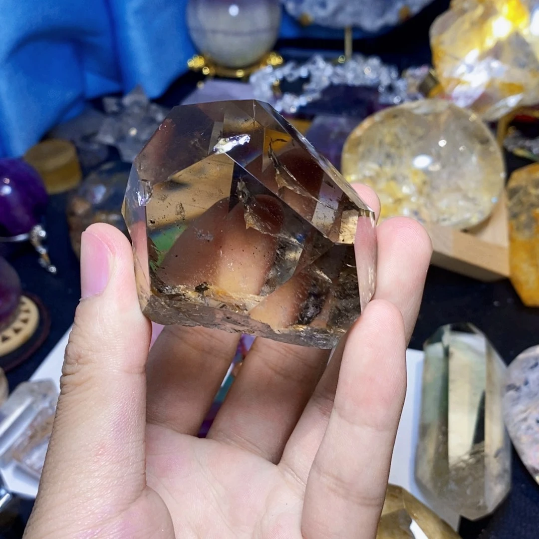 天然千层幽灵水晶随形未镶嵌水晶橙**了