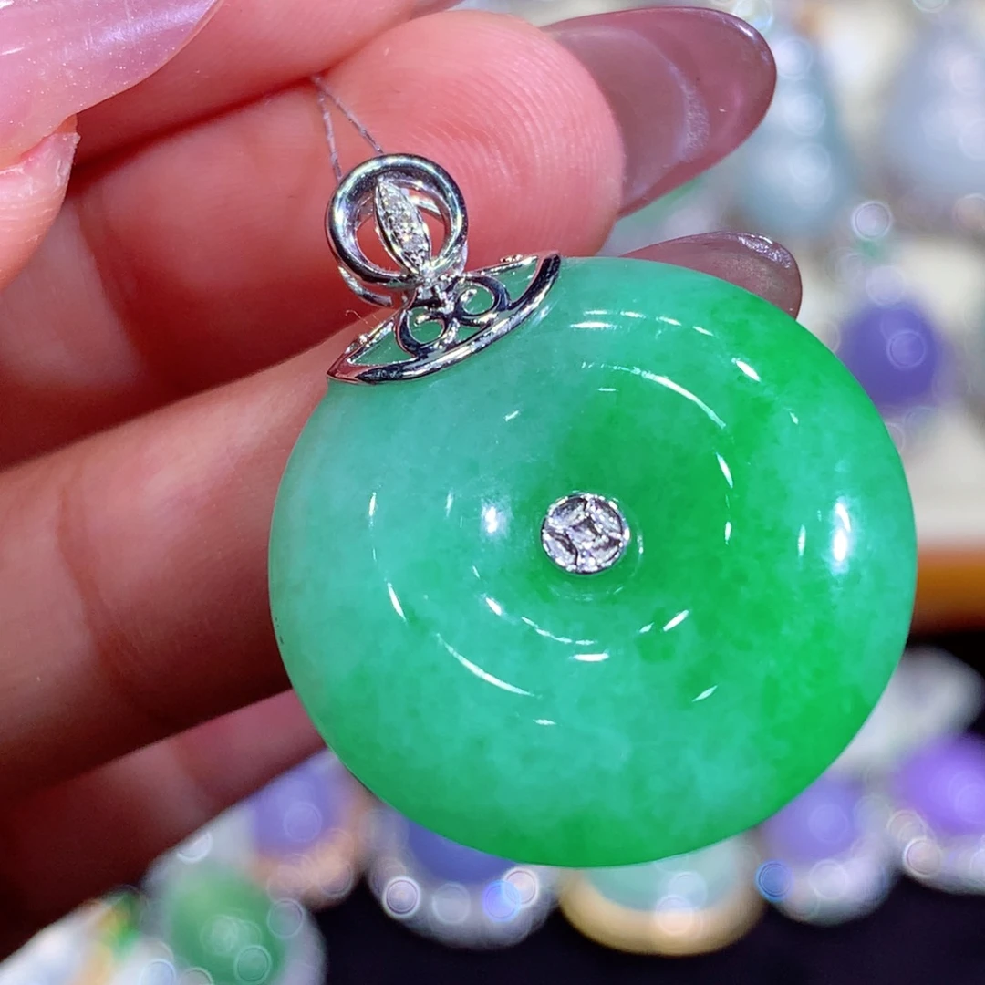 翡翠18K金镶嵌吊坠(不含链)