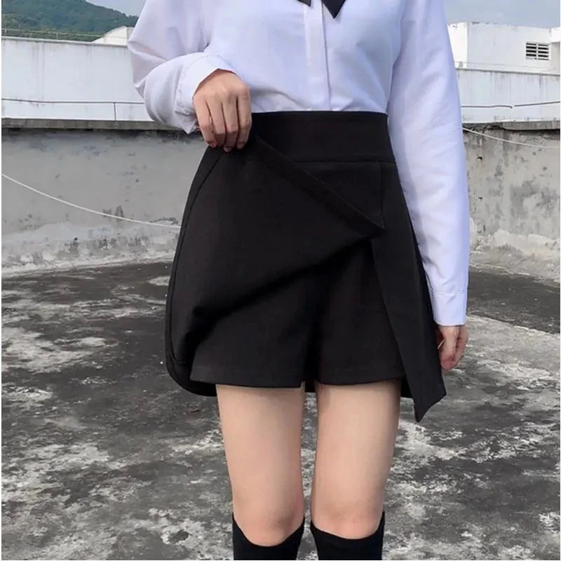 裙显瘦黑色不规则胖mm大码半身裙短裤裙a字裙裙裤西装潮女装高腰