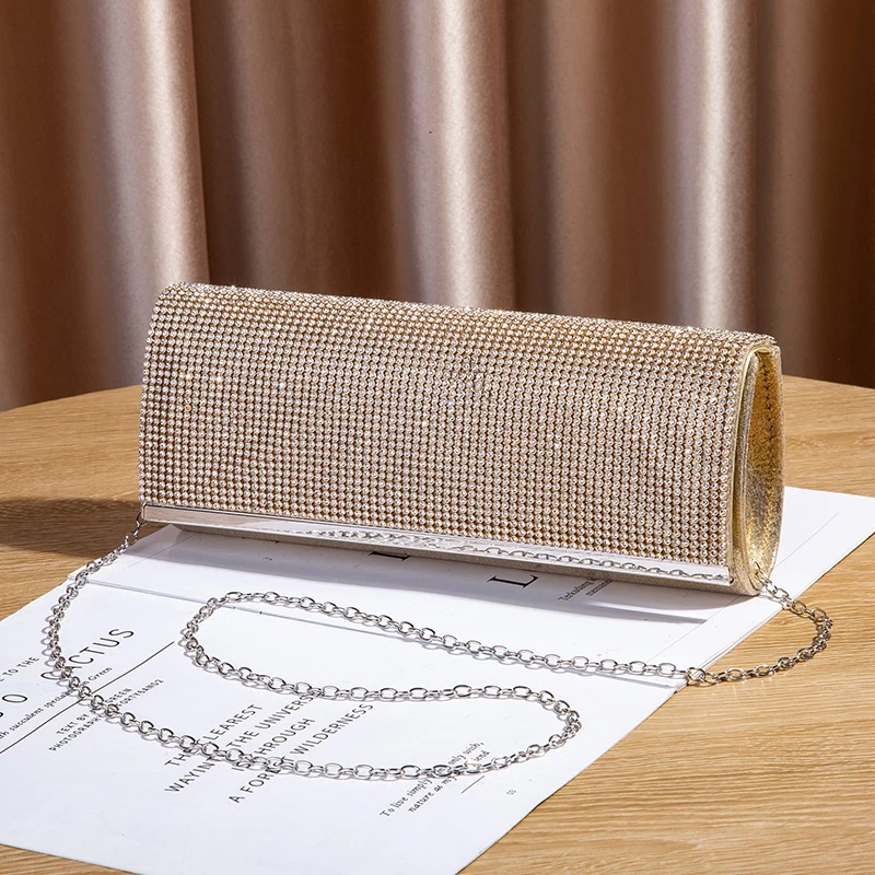 时尚镶钻宴会手拿包名媛礼服旗袍链条包大容量单肩斜挎小包晚宴包