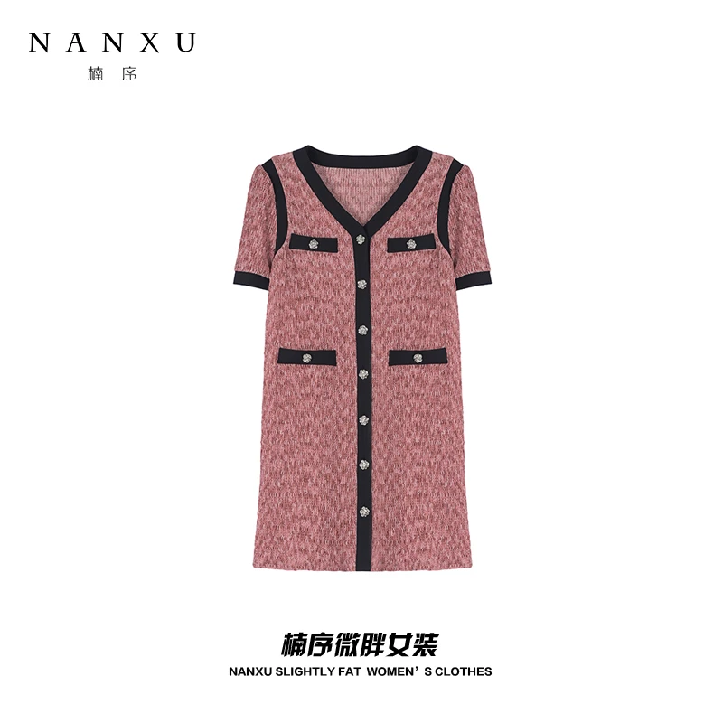 楠序源子微胖女装2025夏季时尚显瘦减龄中长款气质连衣裙女NX5038