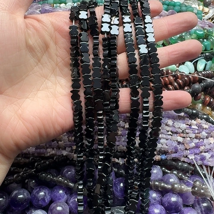 玛瑙/玉髓未镶嵌珠宝半成品一条6x7m黑玛瑙