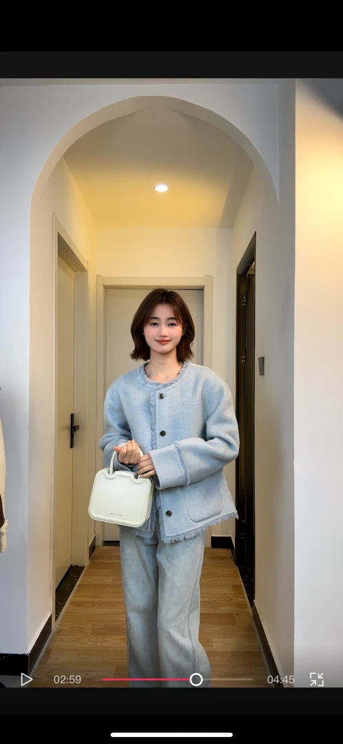 【我是米米呀】2025新款双面呢大衣女短款拉毛小个子毛呢外套8098