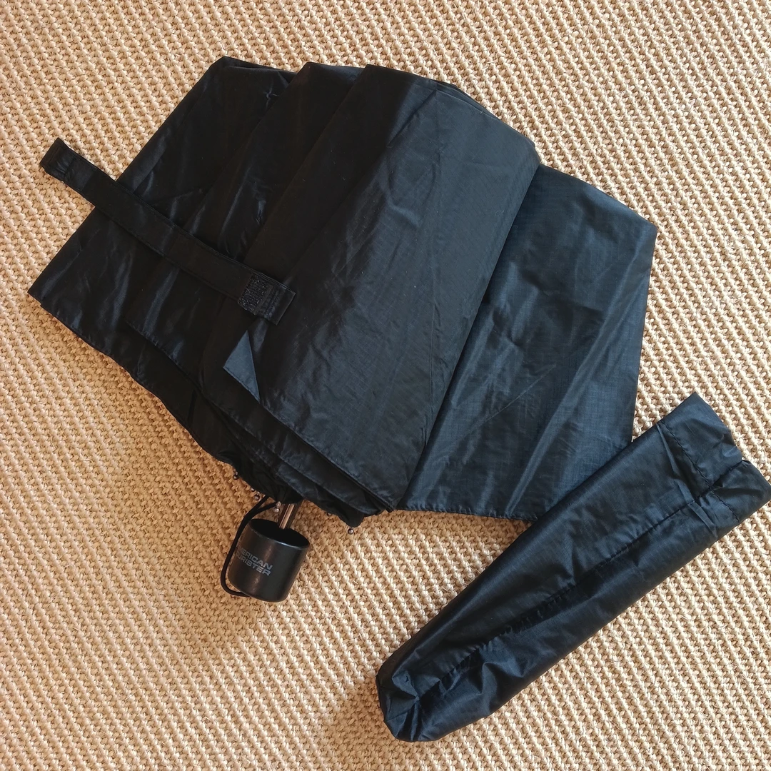 416美国强拒水三折雨伞大伞面纯色折叠伞防紫外线加固黑色学生伞