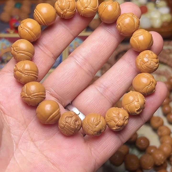 猴头核桃手串有****歌猴头雕刻精工弥勒百态手串单圈