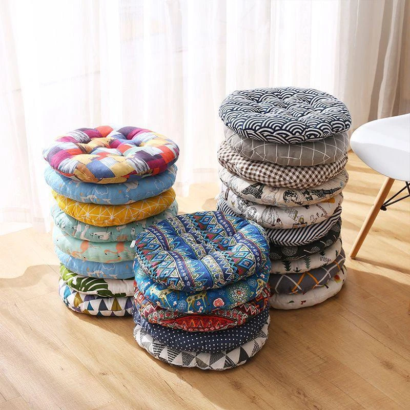 加厚坐垫椅子板凳圆形榻榻米学生可爱教师垫子屁股棉麻地垫子