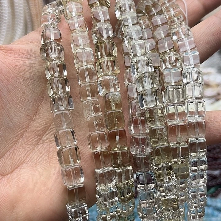 玛瑙/玉髓未镶嵌珠宝半成品一条8mm左右水晶方糖