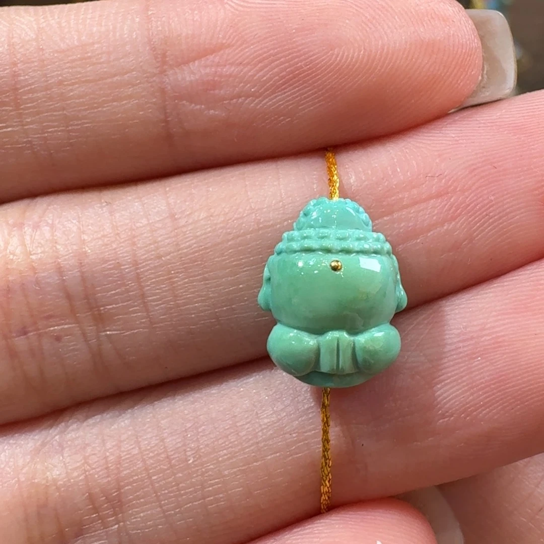 橙***子未镶嵌绿松石珠宝半成品宝宝佛配饰