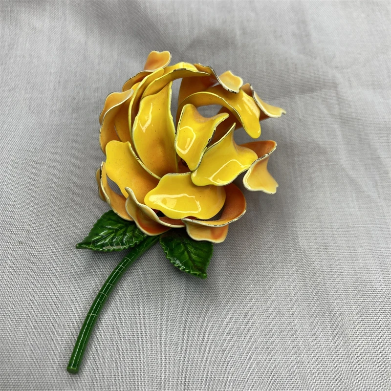 合金胸针 30-40年代手绘珐琅大丽花胸针1-22【2070418-007】