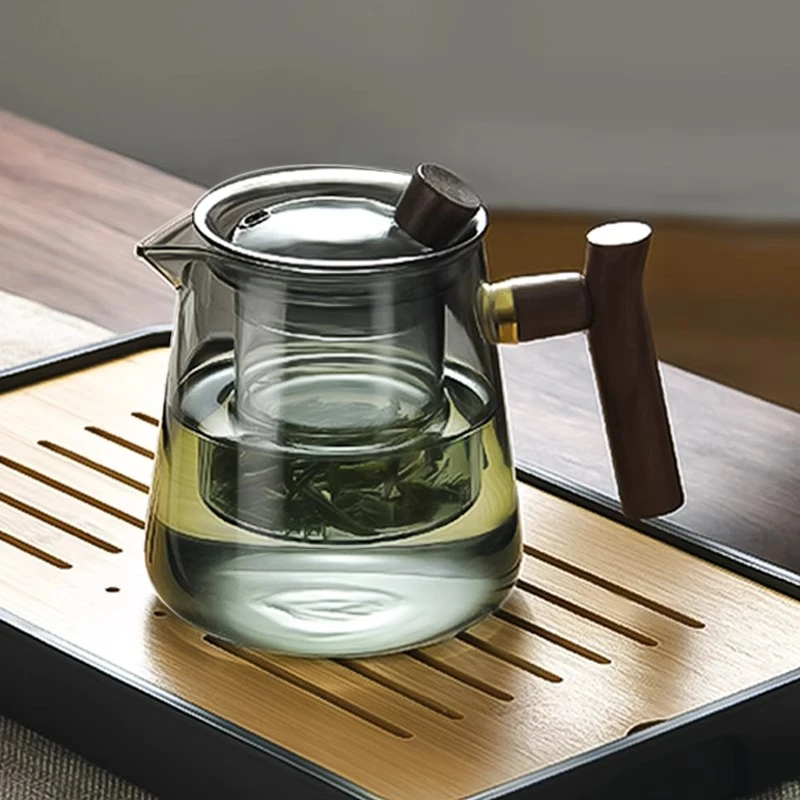 高硼硅木把玻璃茶水分离泡茶壶办公室茶具高档煮茶壶喝茶壶耐高温