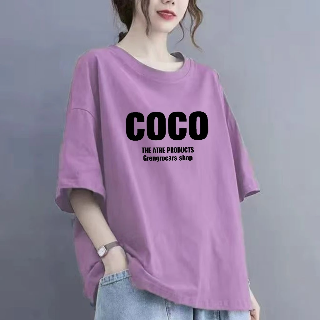 纯棉短袖T恤女夏季胖mm时尚大码宽松显瘦休闲圆领百搭半袖上衣女