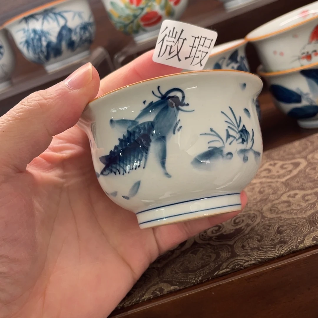 釉下手绘茶具微瑕