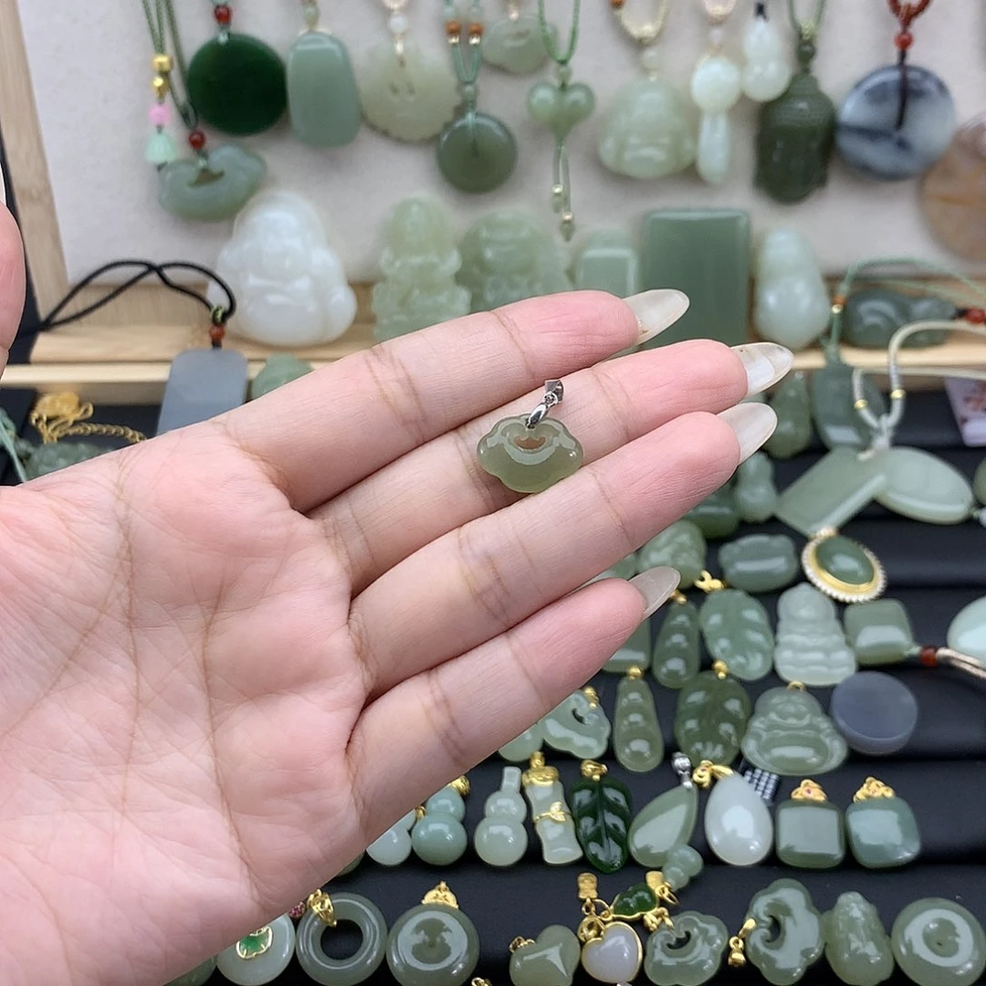 吊坠(不含链)银S925镶嵌和田玉