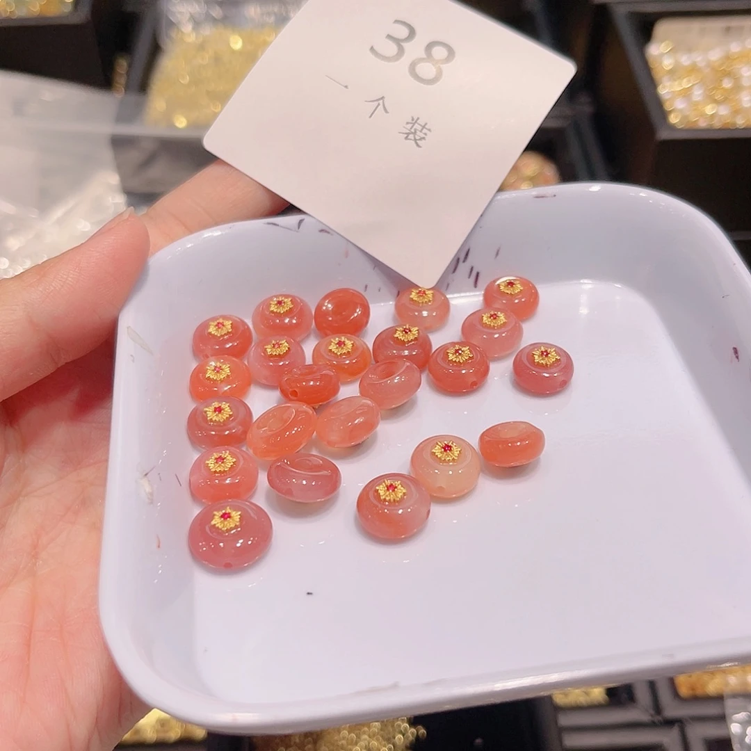 玛瑙/玉髓珠宝半成品银S925镀金镶嵌38