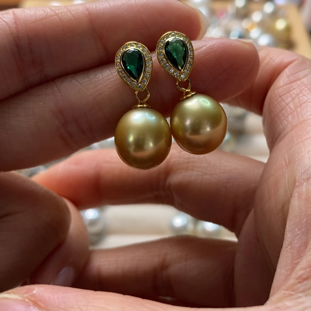 海水珍珠耳饰银S925镶嵌