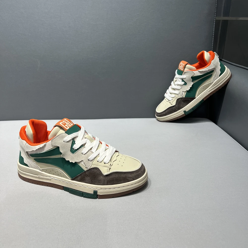 小众配色板鞋2025春季新款粉色时尚百搭软底舒适男士潮流休闲鞋