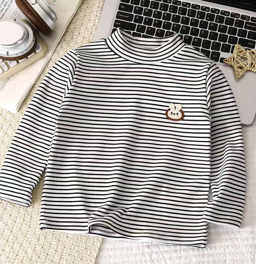 艾俊萱童装2024年秋冬女童条纹打底衫
