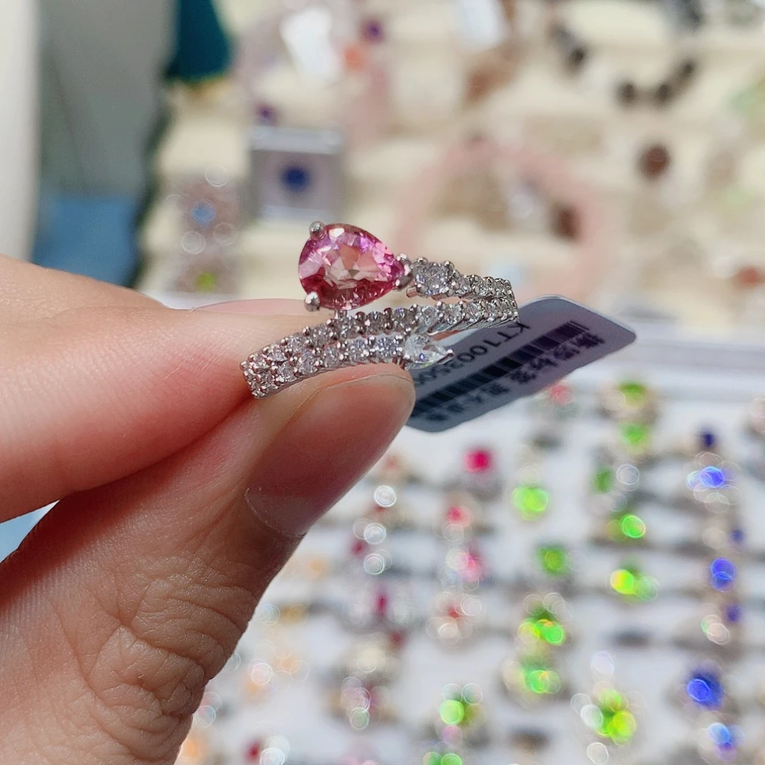 碧玺银S925镶嵌戒指戒指