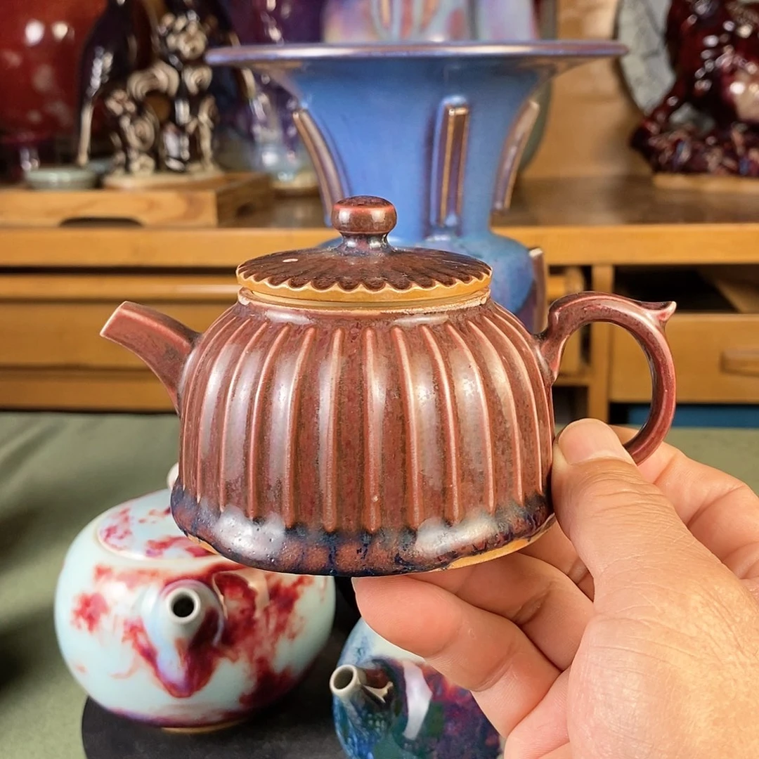 葵花壶，鸡窝窑碳烧