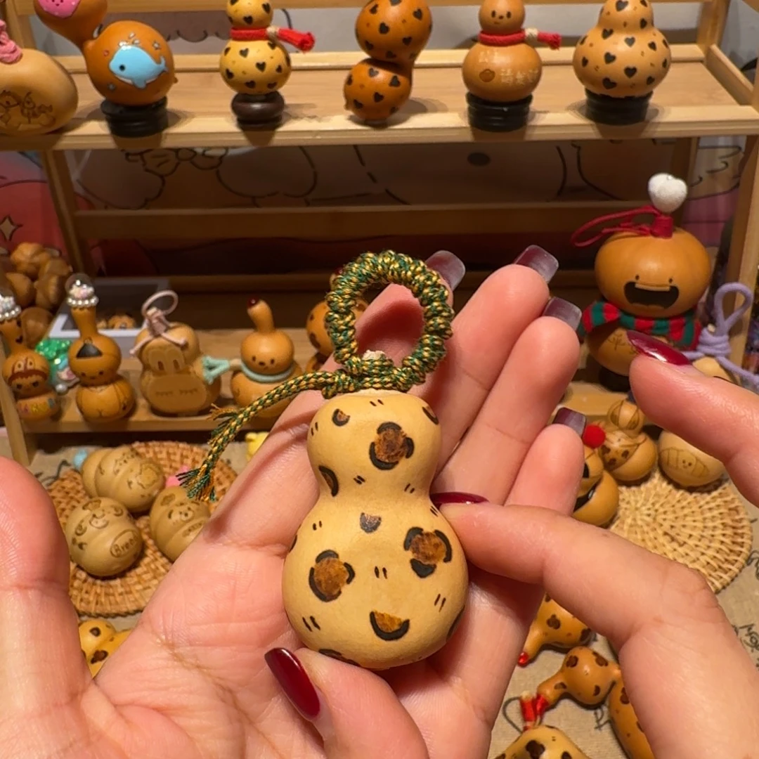 木夹扁葫芦 豹纹烙画