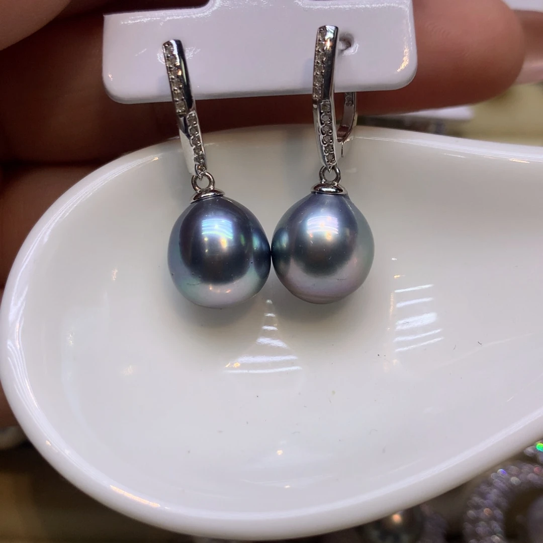 银S925镶嵌耳饰海水珍珠