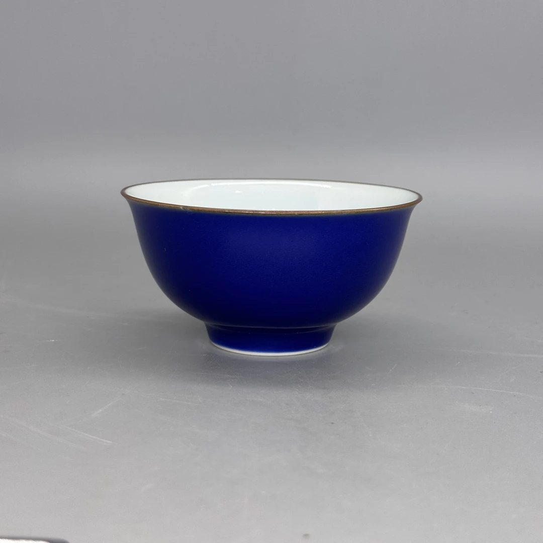 42502013*分链接2-2*清乾隆祭蓝釉茶碗/瓷器四/江苏省文物总店