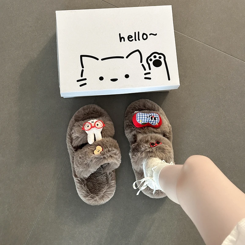 可爱卡通米菲兔毛毛拖鞋女士外穿2025年秋冬新款百搭棉拖鞋毛毛鞋