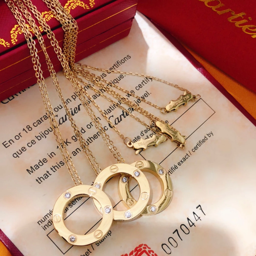 钛钢仿水晶项链 升级版金色大饼项链