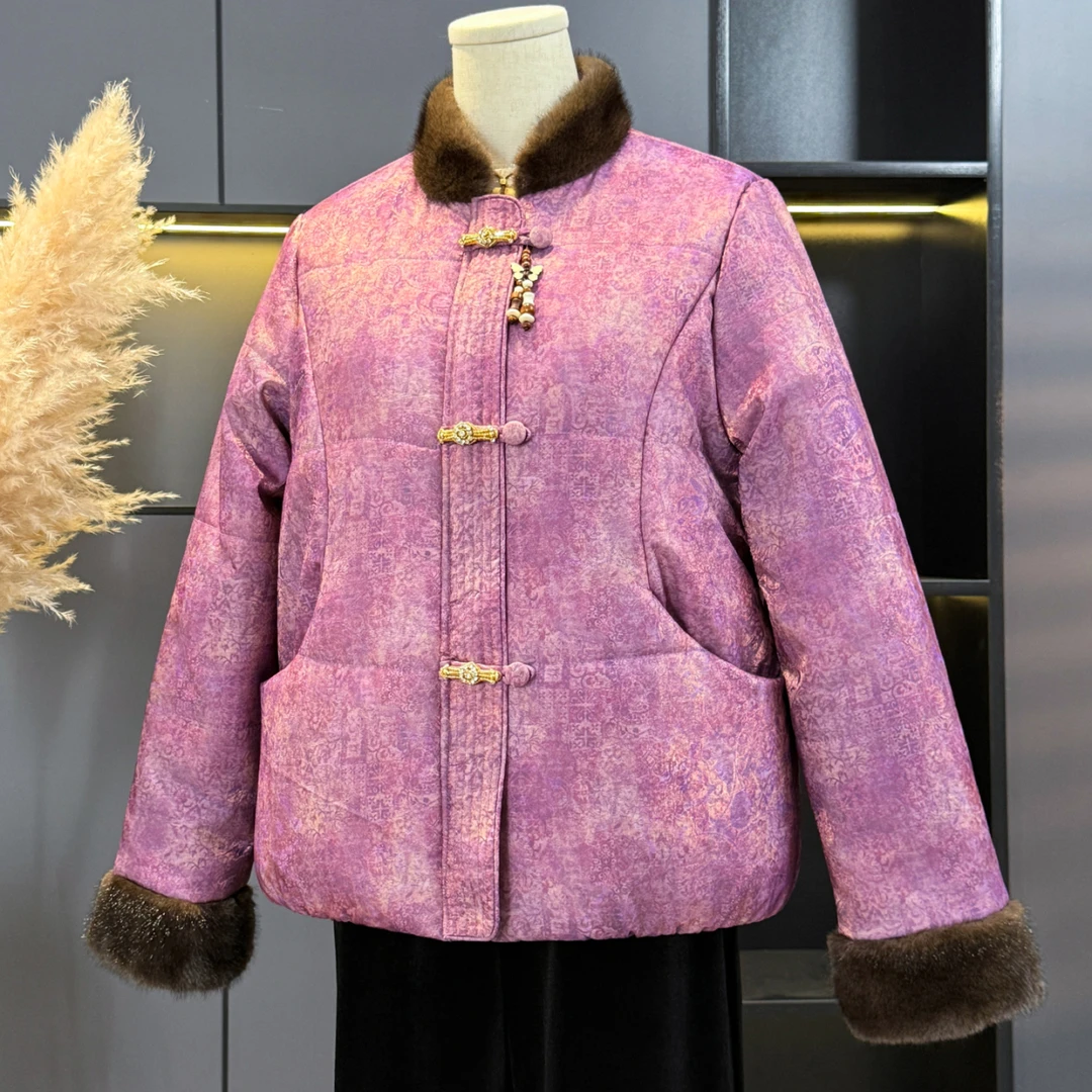 中老年妈妈装新中式加绒加棉外套冬季保暖棉衣洋气年货棉服高档