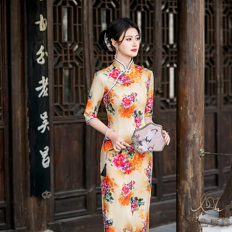 新中式春秋国风女长款改良高级感气质日常可穿连衣裙旗袍2025新款