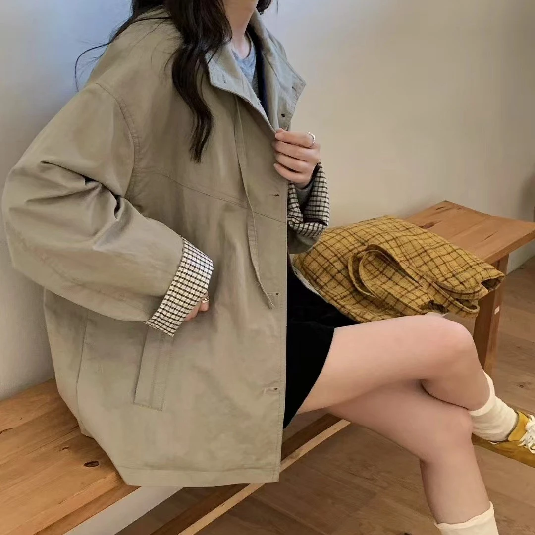 P&C studio 格子撞色风衣