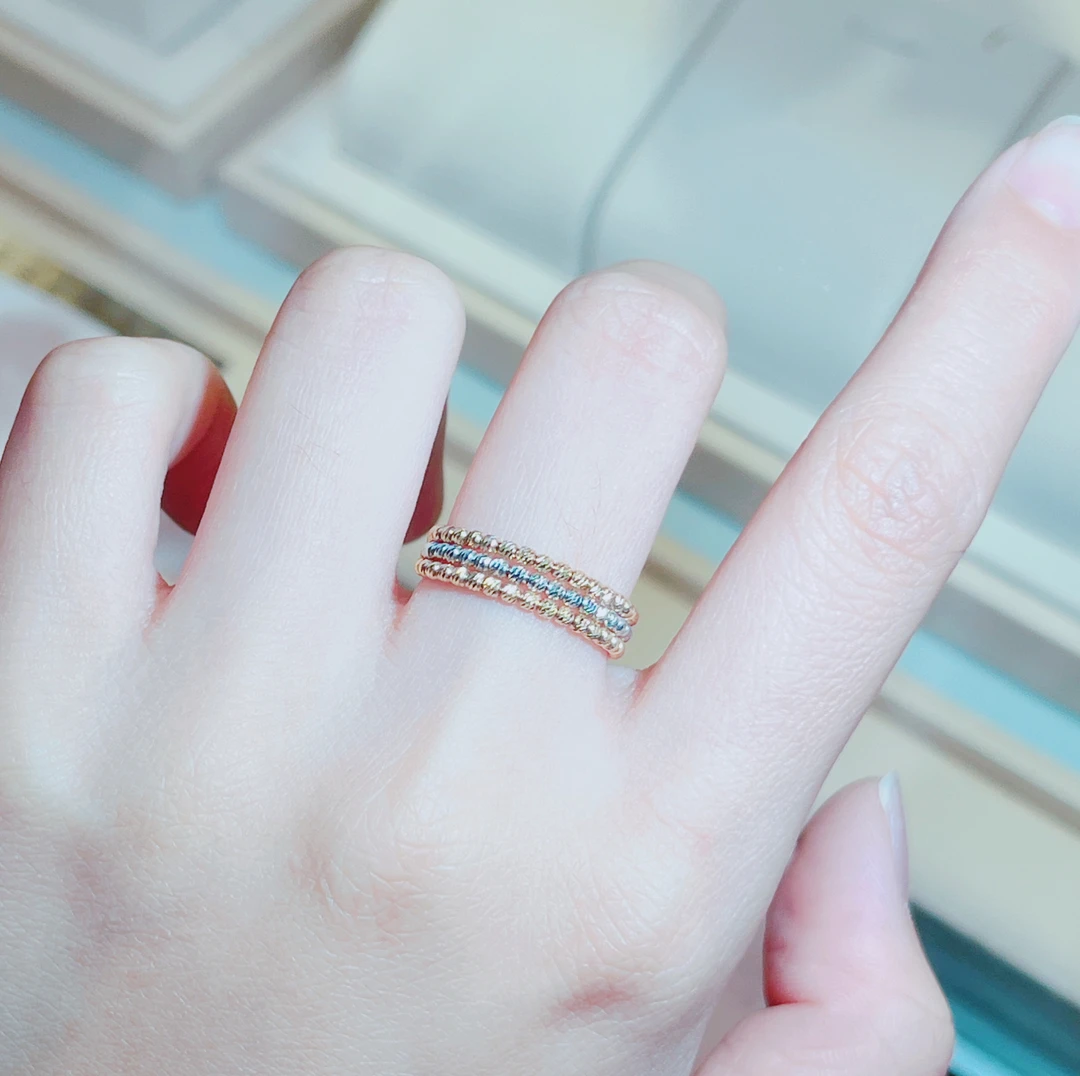 18k金戒指（三环珠珠戒）