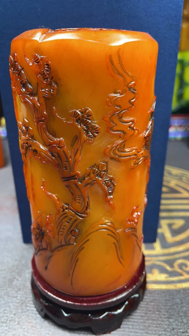 寿山石老田黄摆件圆章